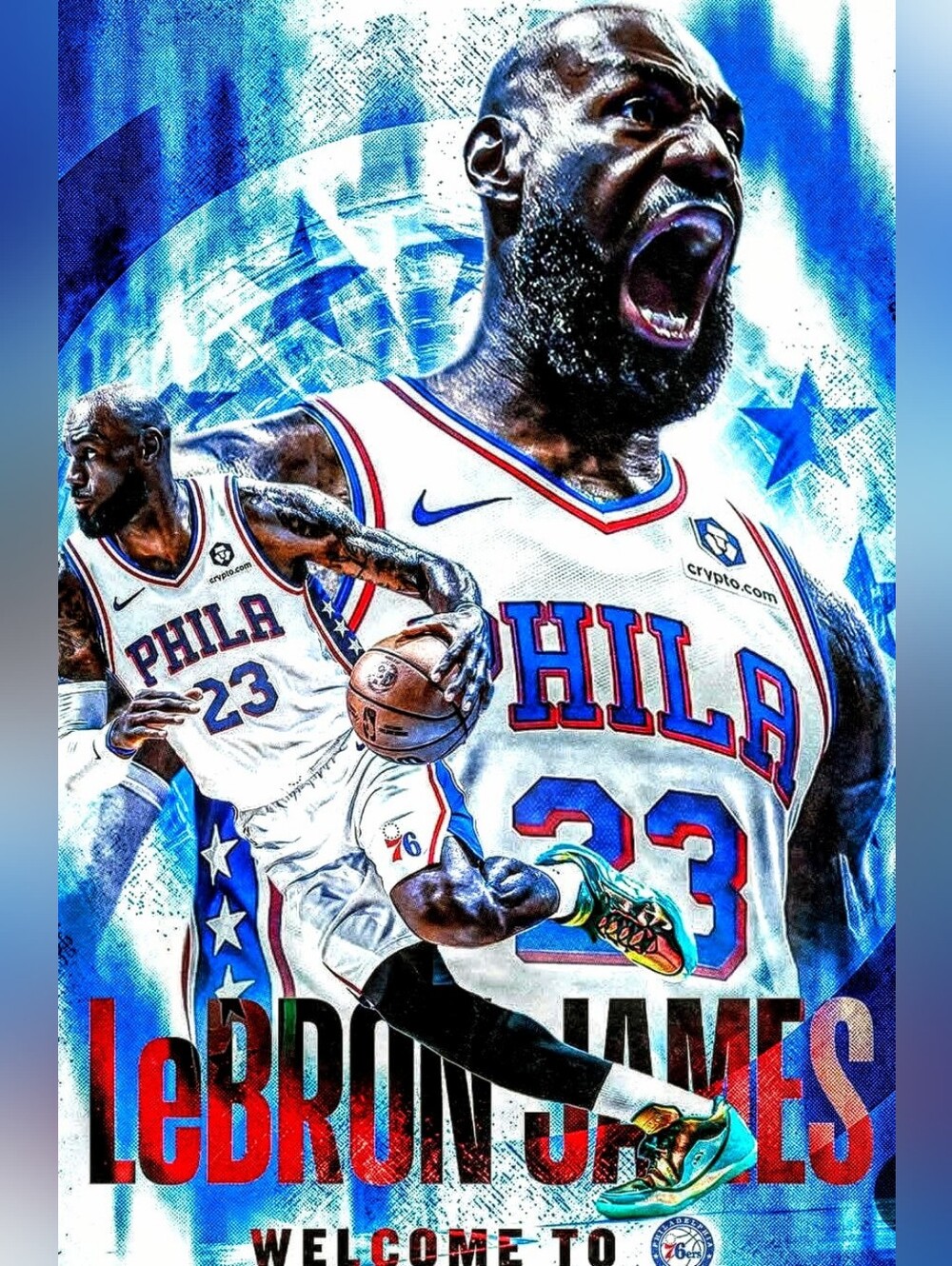NEW! LBJ PHILADELPHIA 76ERS 8.5x11 ULTRA GLOSSY ART FULL PAGE CREATED POSTER SET